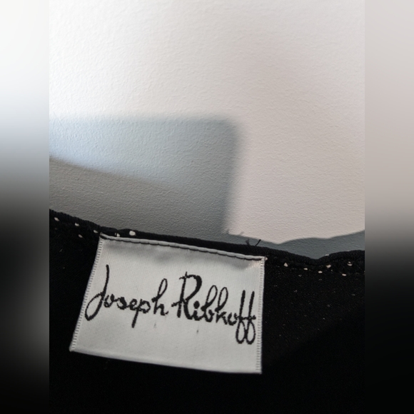 Joseph Ribkoff Black & White Stretchy Polka Dot Spaghetti Strap Dress - Picture 4 of 6